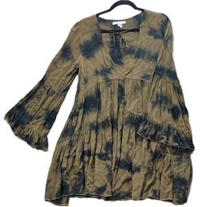 Young Fabulous & Broke Mini Dress in Olive and Black Tie Dye‎ Sheer SKUW412